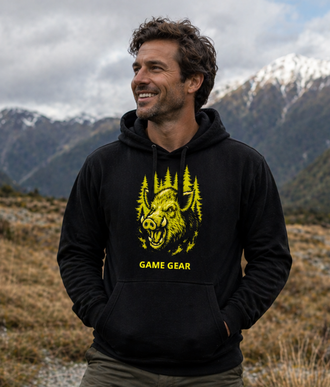 Big Yellow Boar Printed Hoodie