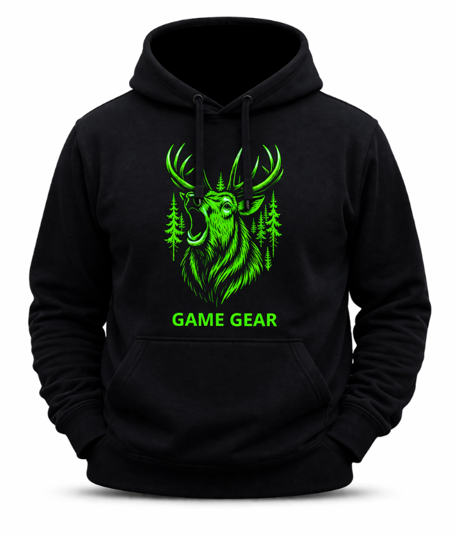 Big Green Stag Printed Hoodie