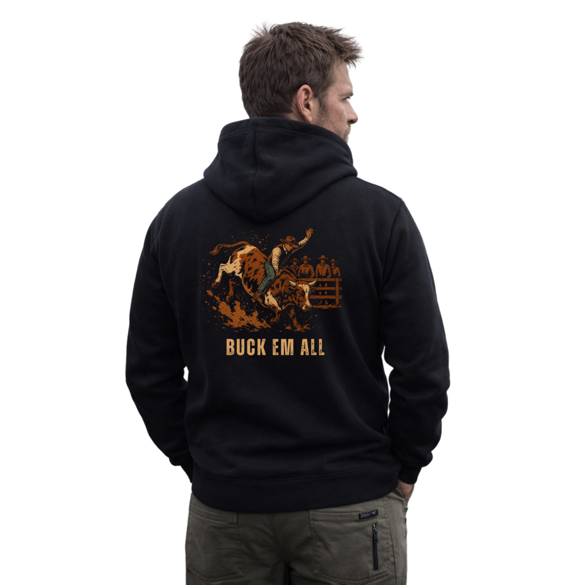 Bull Rider Printed Hoodie - front view by Game Gear NZ