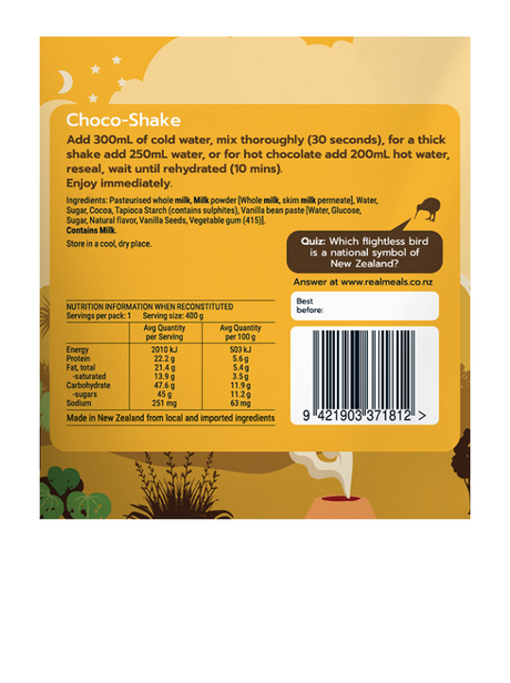 choco shake real meals ingredients