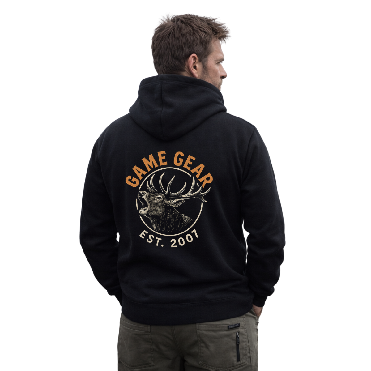 Game Gear Stag Printed Hoodie - front view by Game Gear NZ