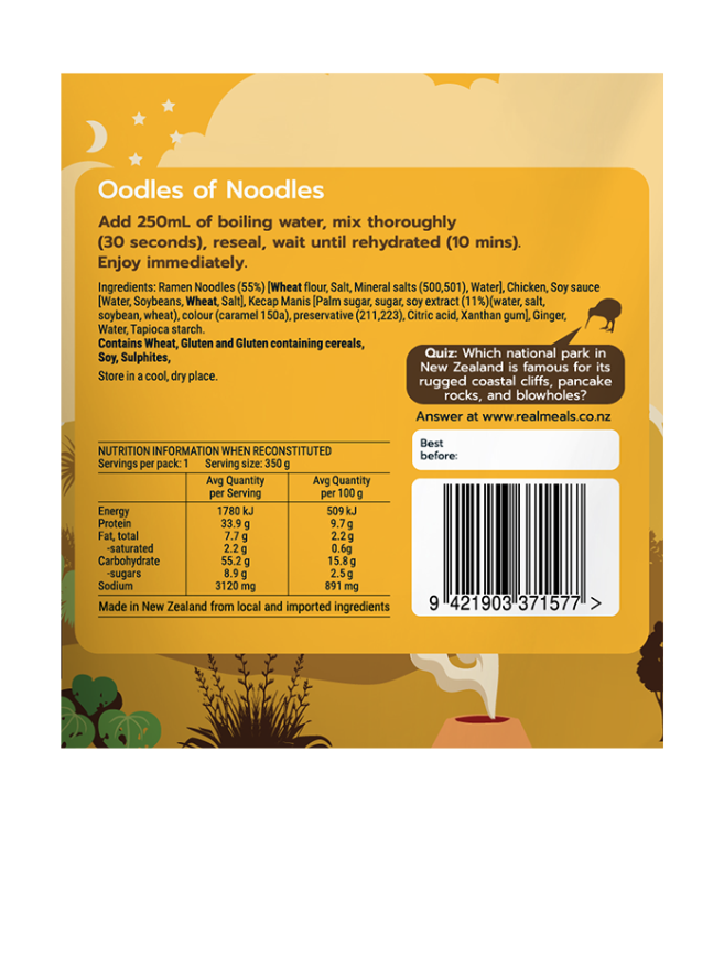 Real Meals - Oodles of Noodles Ingredients