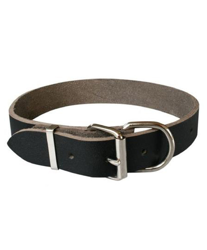 Heavy Duty Black NZ Made Full grain leather Dog Collar. 25mm wide