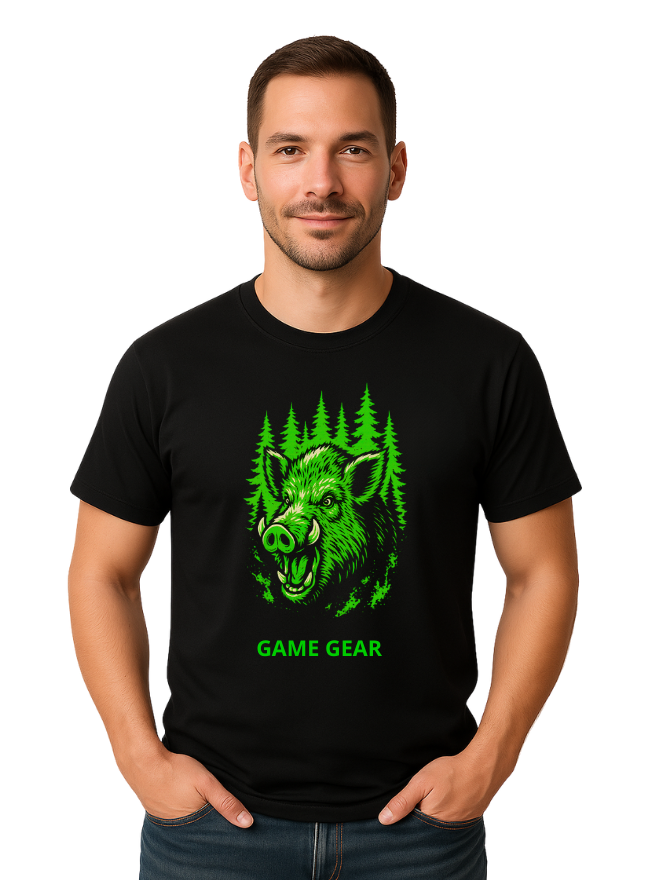 Big Boar Green Printed Tee