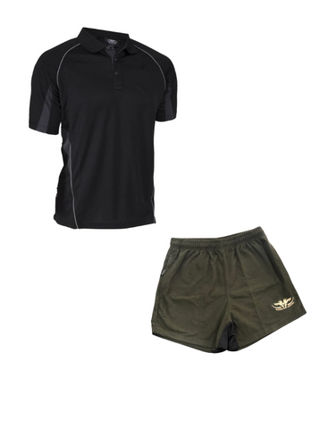 Kids combo TXT polo and Olive Turf Shorts