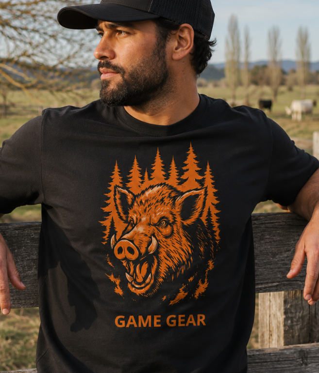 Big Boar Orange Printed Tee