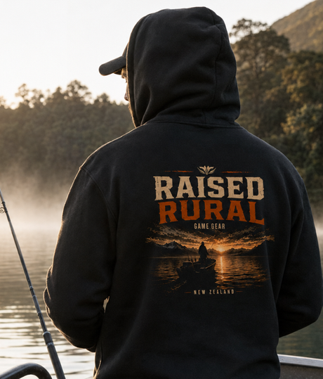 Raised Rural Fishing Printed Hoodie
