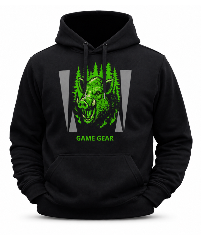 Big Green Boar Reflective Printed Hoodie