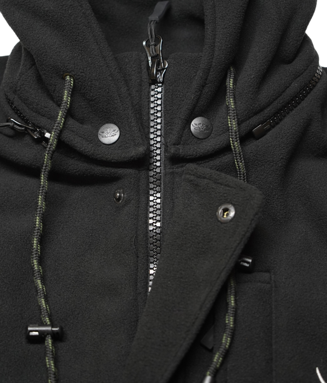Full Zip Blocker Black fleece windproof outdoor clothing NZ - side detail
