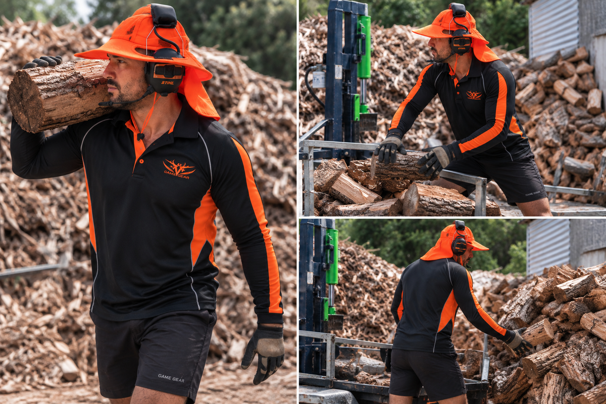 LIFESTYLE — Muffler Hat — firewood yard working scenes