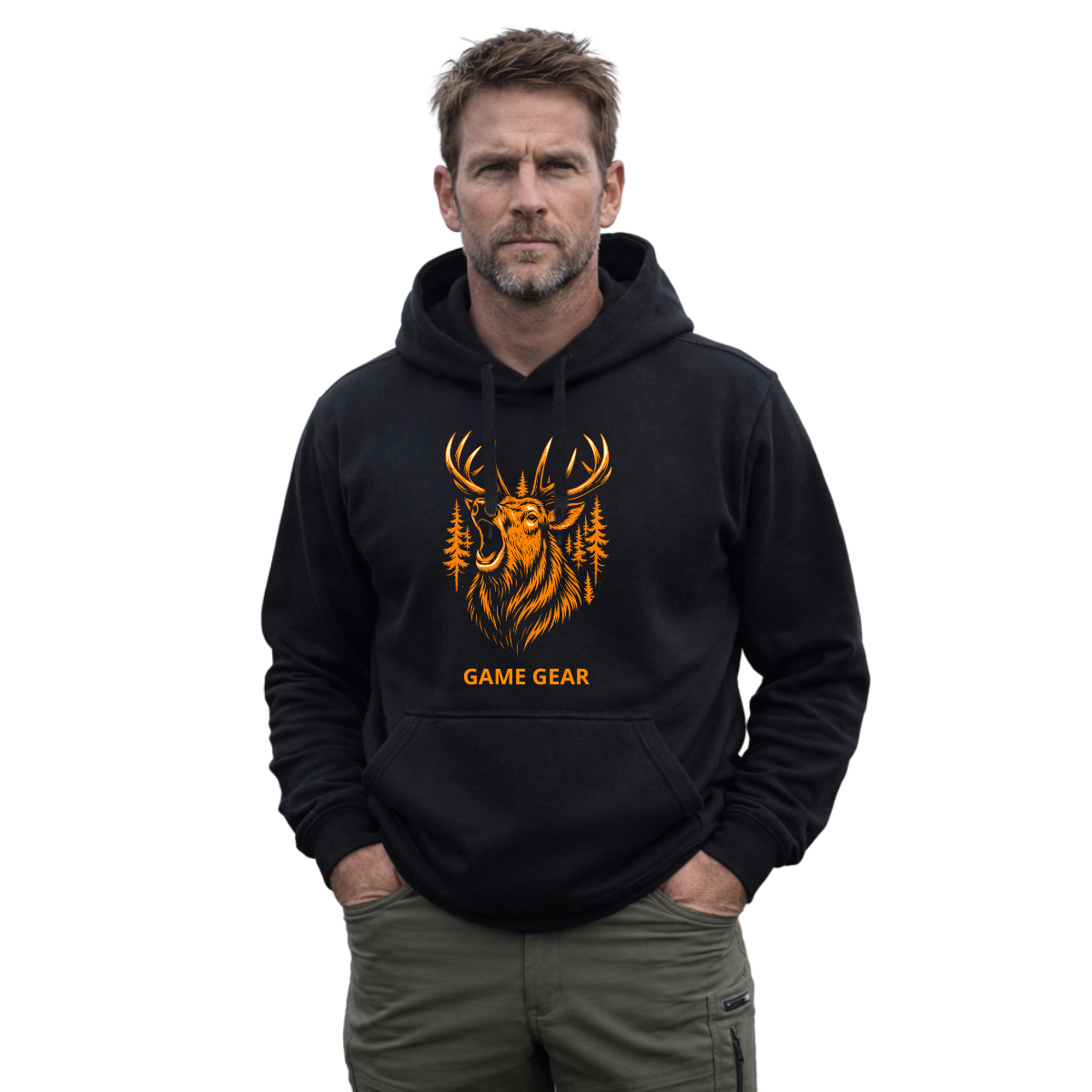 Big Orange Stag Printed Hoodie