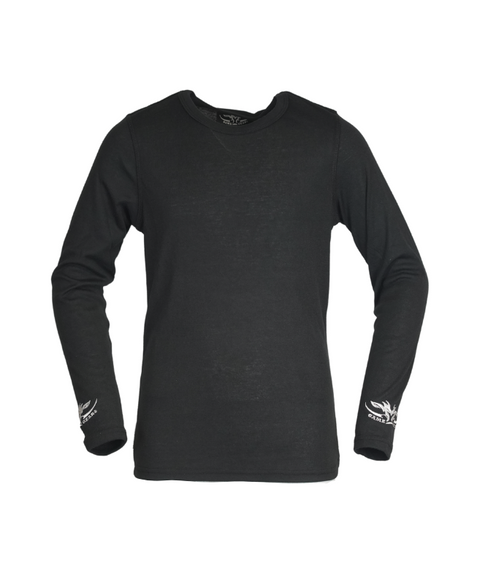 Kids Thermal Top Black thermal base layer NZ - front view by Game Gear NZ