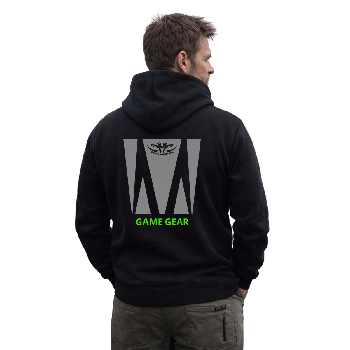 Big Green Boar Reflective Printed Hoodie - back view