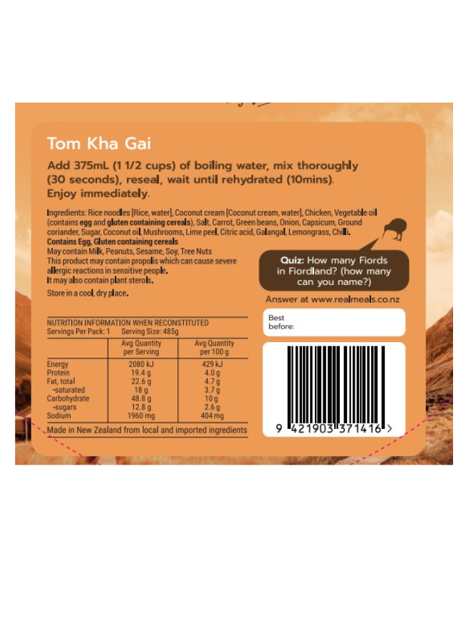 Tom Kha Gai freeze dried meal
