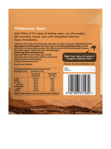 Real Meals Freeze Dried Wilderness Stew