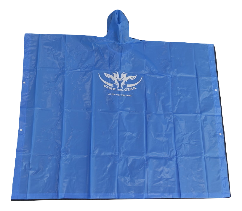 Blue waterproof vinyl poncho