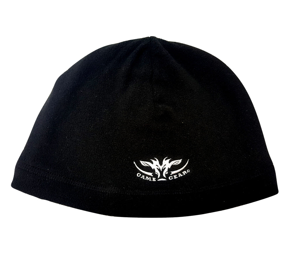 Lightweight black microfleece beanie reversible