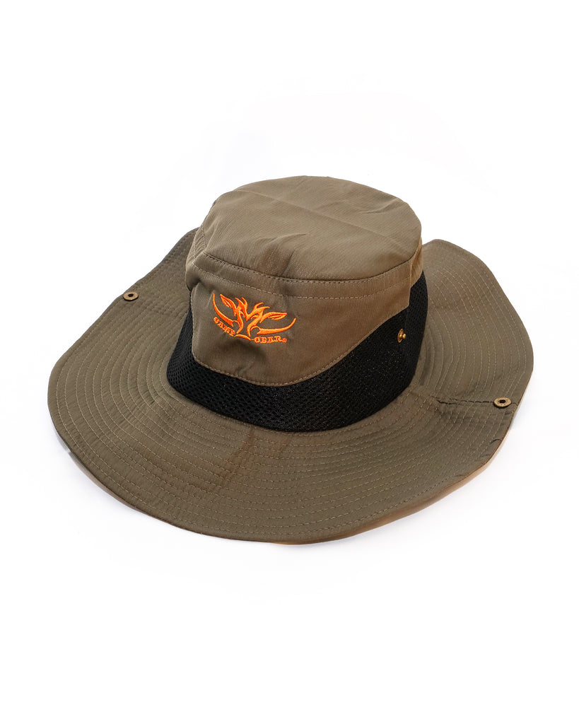 Olive Wide Brim Sunsmart Hat with mesh sides