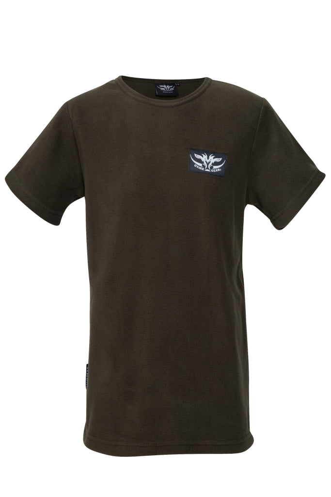 Kids Olive fleece tee for outdoors and hunting