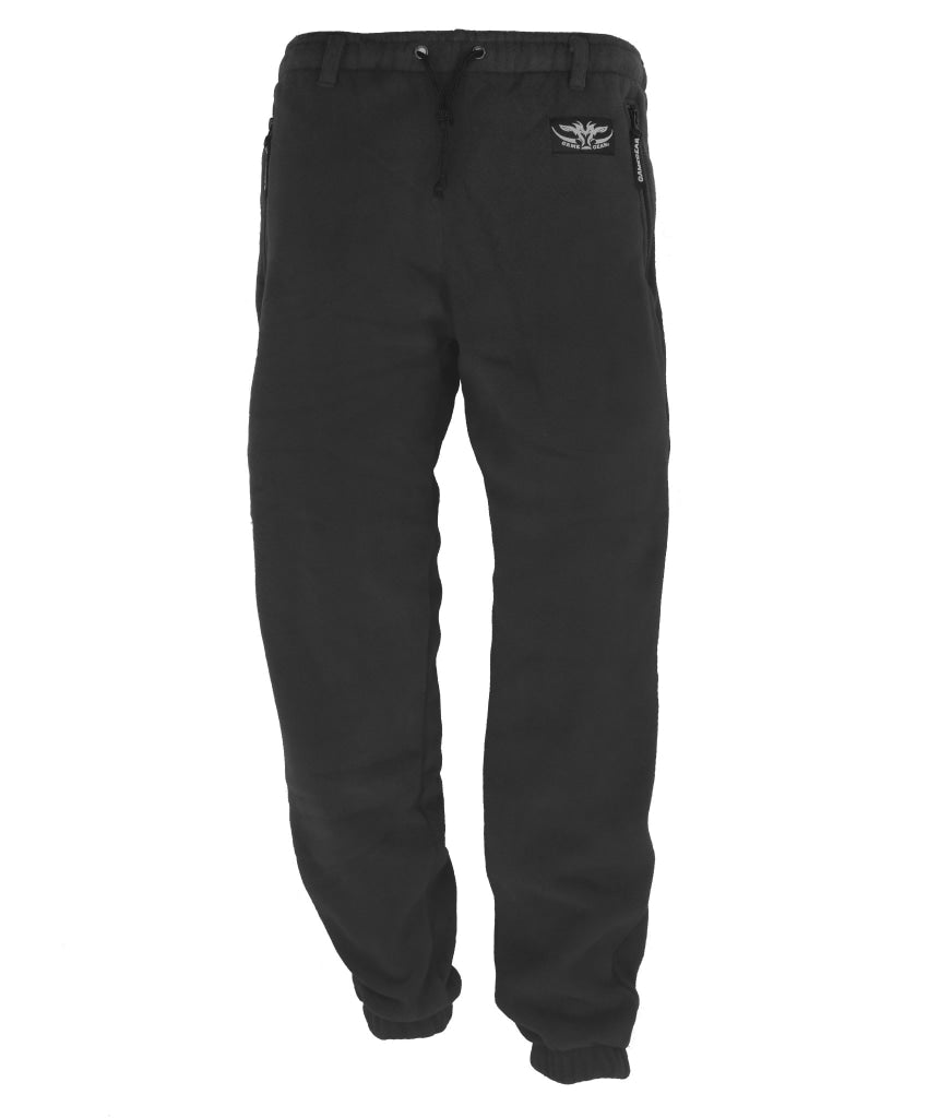Kids Fleece Pants Black with 2 zipped side pockets and drawstring waist