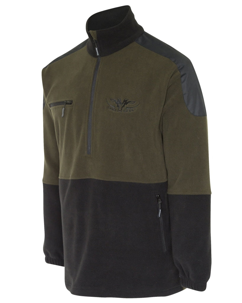 Kids Olive and Black Fleece Jersey with quarter zip front and zip pockets