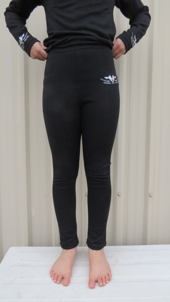 Kids Black thermal leggings for hunting and outdoors