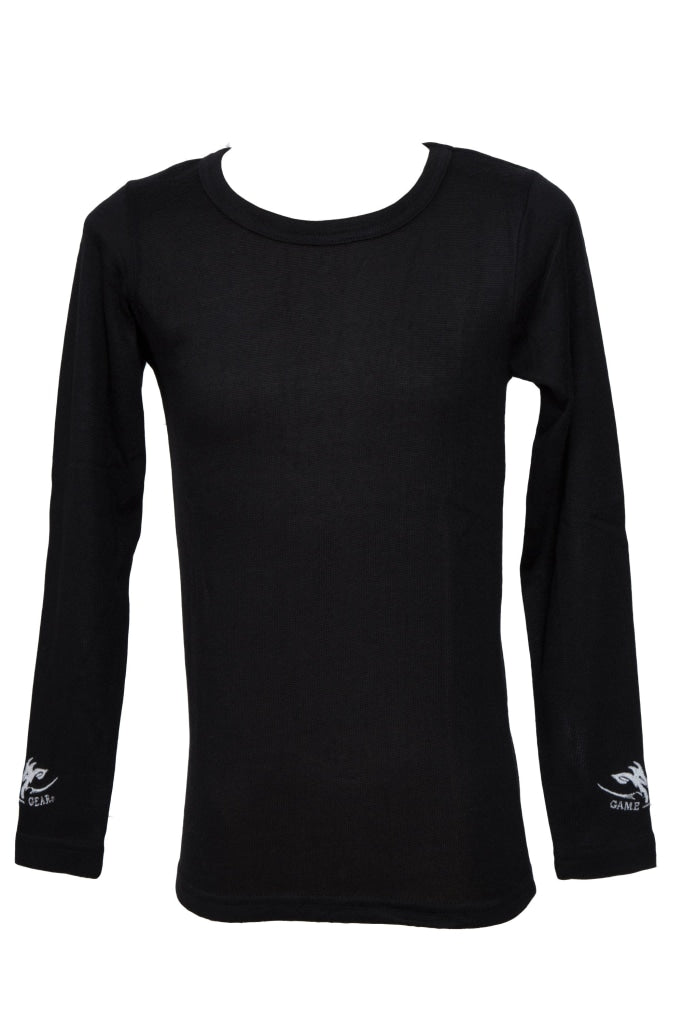Kids Black long sleeve thermal top for hunting and outdoors