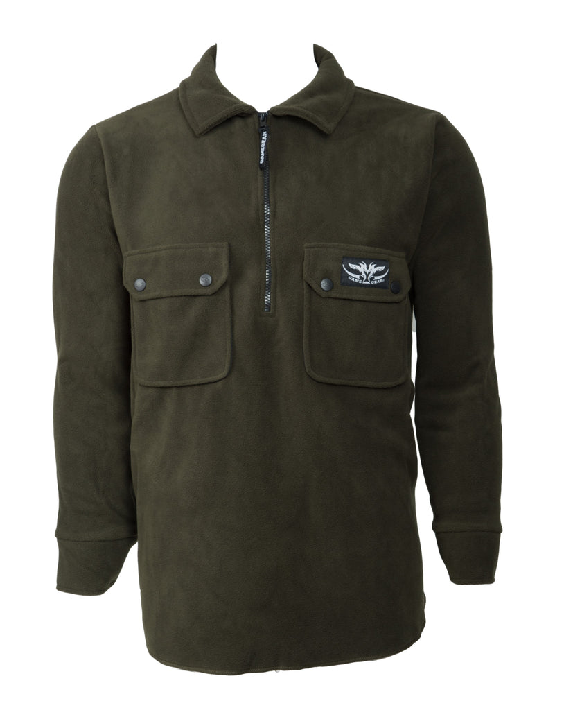 Olive Fleece 2 Pockets Outdoor Fleece Top